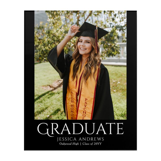 Simple Graduation Stylish Modern Graduate Photo Acrylic Print (Front)