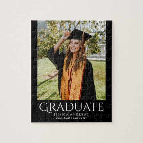 Simple Graduation Stylish Modern Graduate Photo Jigsaw Puzzle