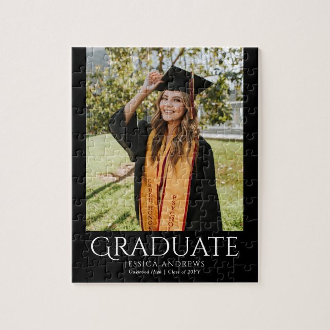 Simple Graduation Stylish Modern Graduate Photo Jigsaw Puzzle (Vertical)