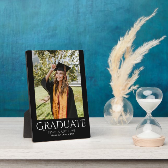 Simple Graduation Stylish Modern Graduate Photo Plaque (Side)