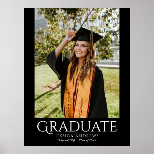 Simple Graduation Stylish Modern Graduate Photo Poster