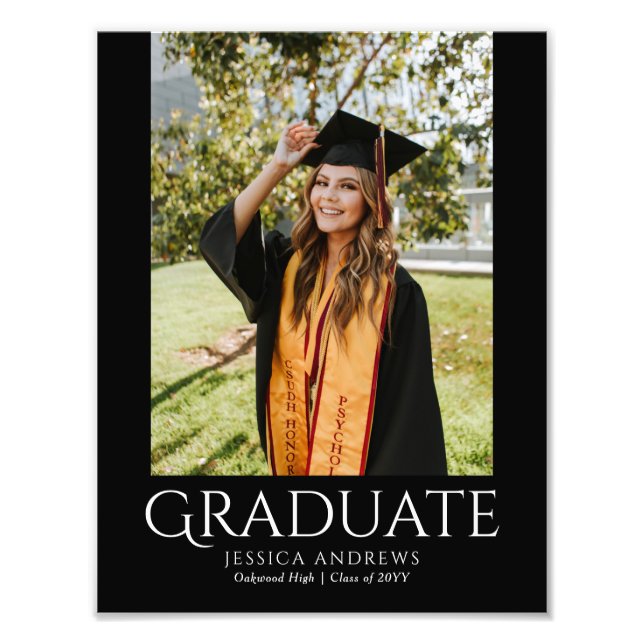 Simple Graduation Stylish Modern Graduate Photo Print (Front)