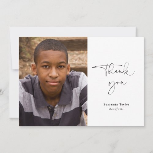 Simple Graduation Thank You Card with Photo