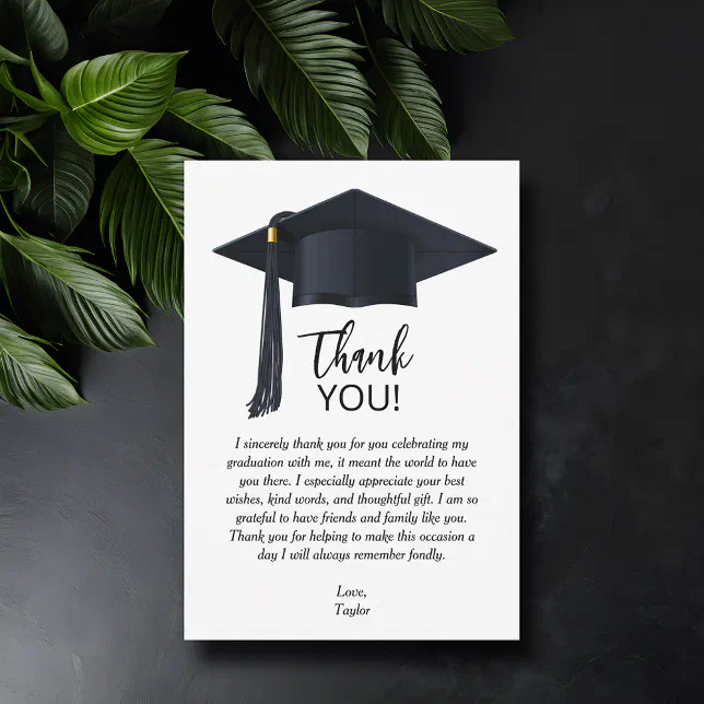 Simple Graduation Thank You Note Card | Zazzle
