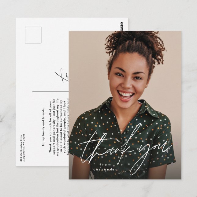 Simple graduation thank you photo postcard (Front/Back)