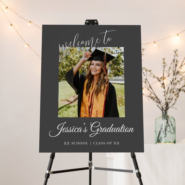 Simple Graduation Welcome Photo Elegant Party  Foam Board (In Situ (Stand))