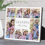 Simple Grandpa Photo Collage Plaque<br><div class="desc">Personalized "Grandpa" Photo Plaque with Easel Stand. This simple and elegant photo plaque is a beautiful way to showcase cherished memories. The design features space for eight photos, arranged in a border around the edges while keeping the focus on the meaningful text in the center. At the center, "Grandpa" is...</div>