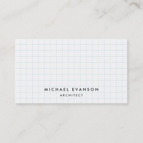 Simple Graph Paper Pattern Professional Architect Business Card