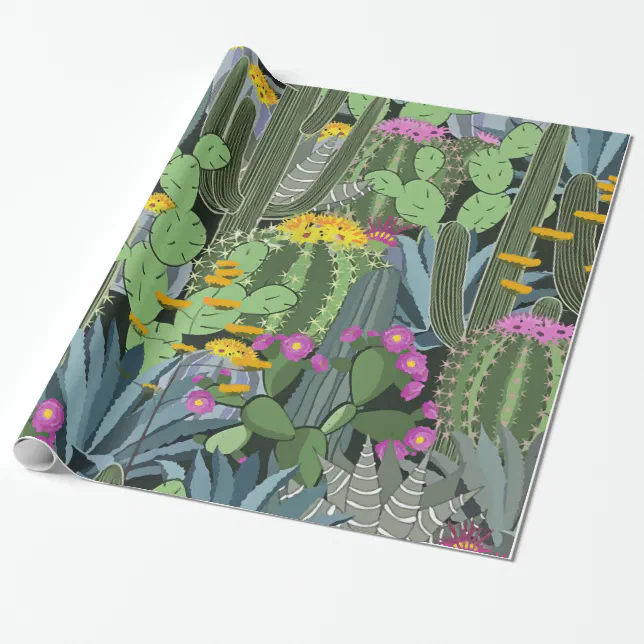 Simple Graphic Cactus Garden Wrapping Paper | Zazzle