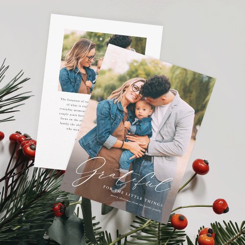 Simple Grateful For The Little Things Christmas Holiday Card