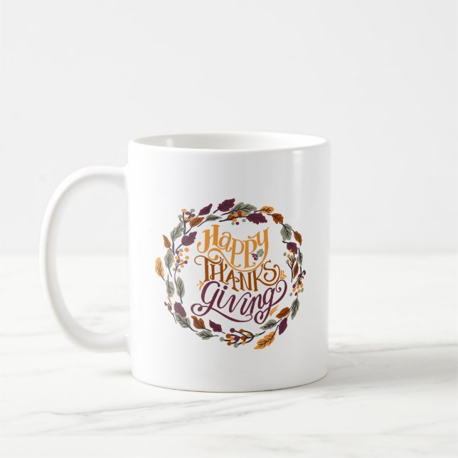 Simple Gratitude Beautiful Happy Thanksgiving Cute Coffee Mug (Left)