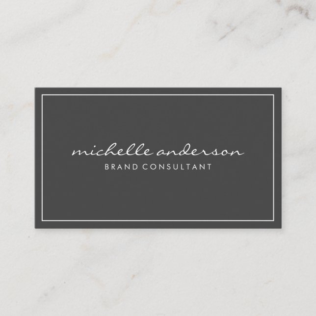 Simple Gray and Pink with White Border Business Card (Front)
