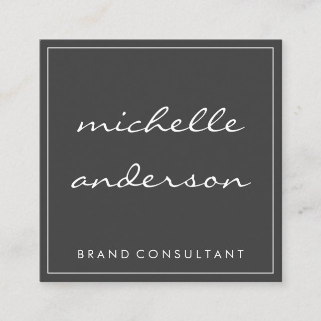 Simple Gray and Pink with White Border Square Business Card (Front)