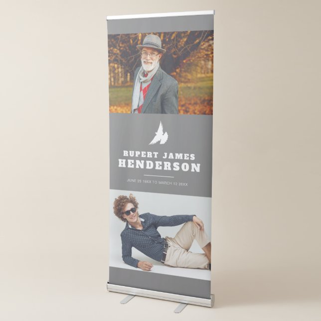 Simple gray and white dove photo template retractable banner (3/4)