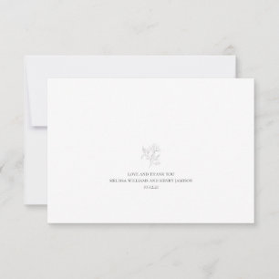 Simple Gray and White Floral Wedding Thank You Card