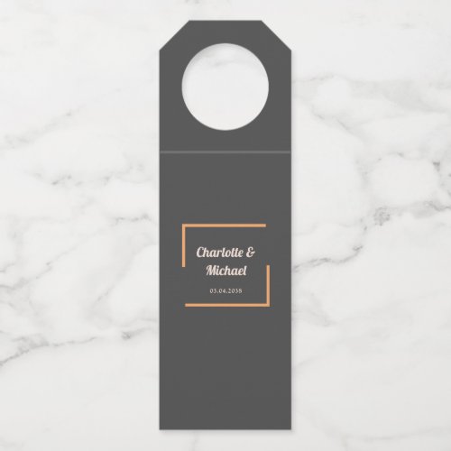 Simple gray beige orange serviette  bottle hanger tag