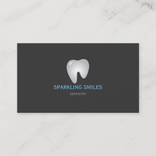Simple Gray Blue Dentist Business Card