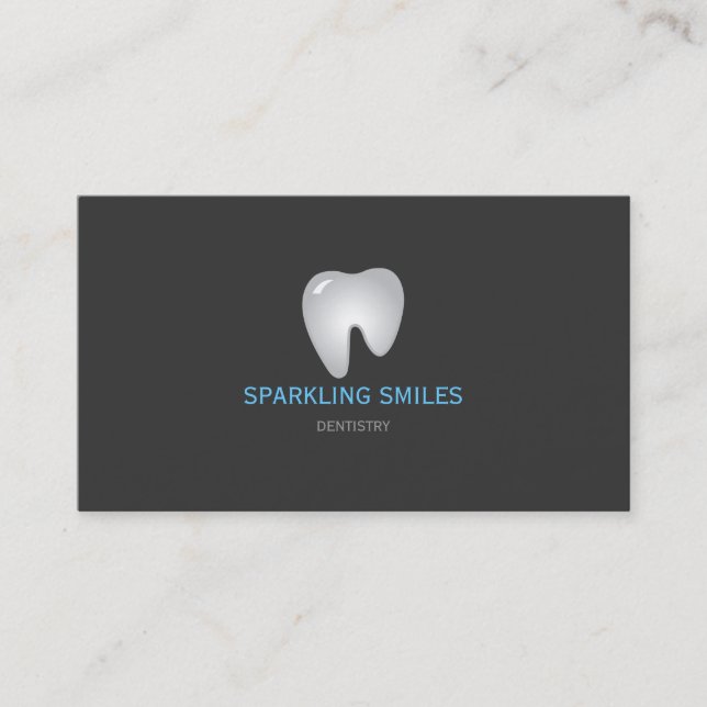 Simple Gray Blue Dentist Business Card (Front)