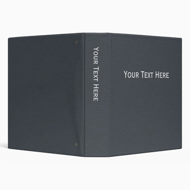 Simple Gray-Blue Leather Look Customizable 3 Ring Binder (Background)