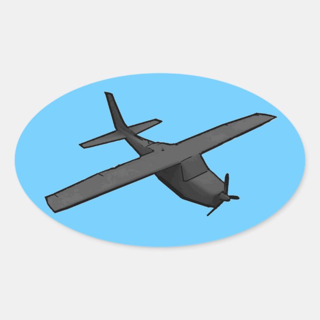 Simple gray blue propeller plane sticker (Front)