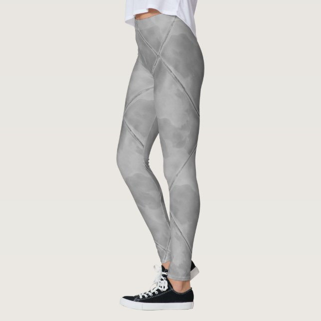 Simple Gray Checkered Ceramic Tiles Leggings (Left)