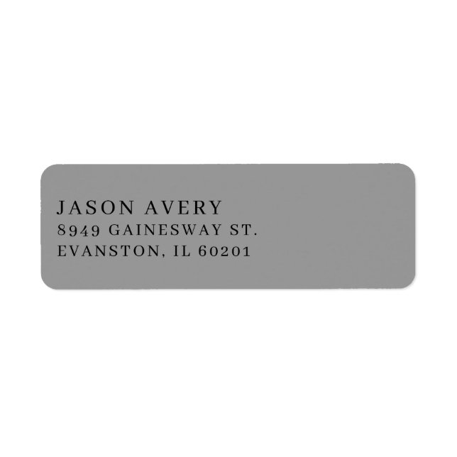 Simple Gray Classic Return Address Text Based  Label (Front)