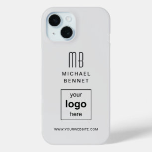 Simple Gray Custom Business Logo iPhone 15 Case