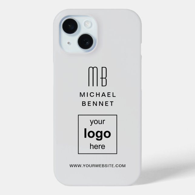 Simple Gray Custom Business Logo Case-Mate iPhone Case (Back)