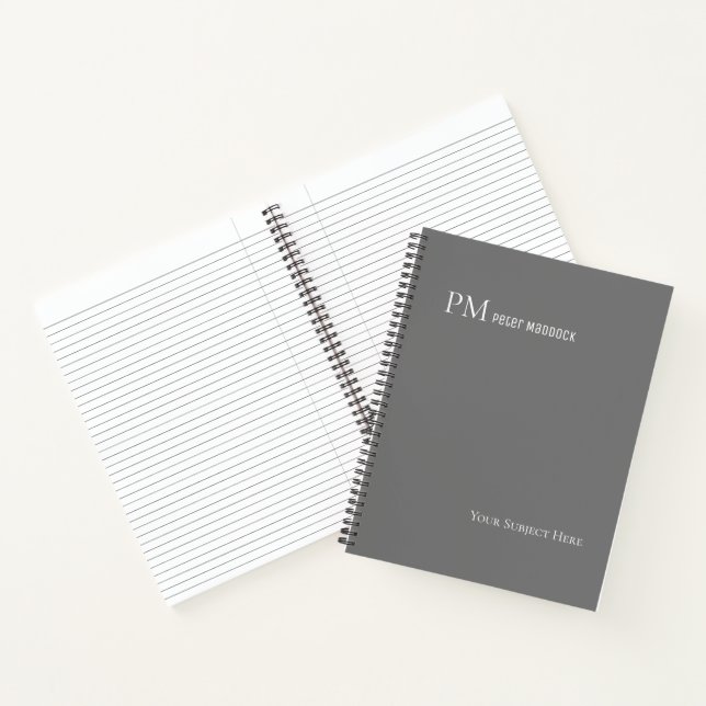 Simple Gray Custom Name Notebook (Inside)