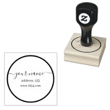 Simple Gray Custom Name Rubber Stamp