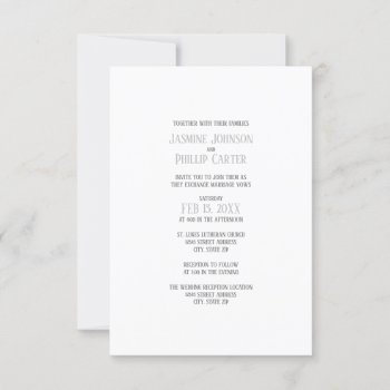 Simple Gray Design - 3x5 Wedding/reception Invite by Midesigns55555 at Zazzle