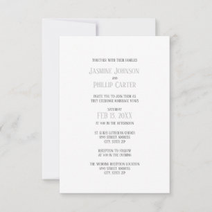 Simple Gray Design - 3x5 Wedding/Reception Invite