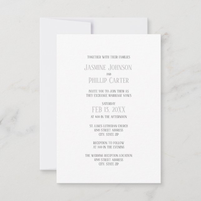 Simple Gray Design - 3x5 Wedding/Reception Invite (Front)