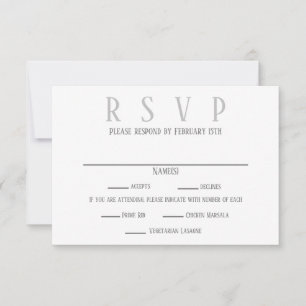 Simple Gray Design -RSVP/Dinner Choices Invitation