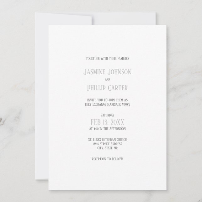 Simple Gray Design - Wedding Invitation (Front)