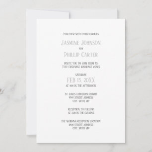 Simple Gray Design - Wedding/Reception Invitation