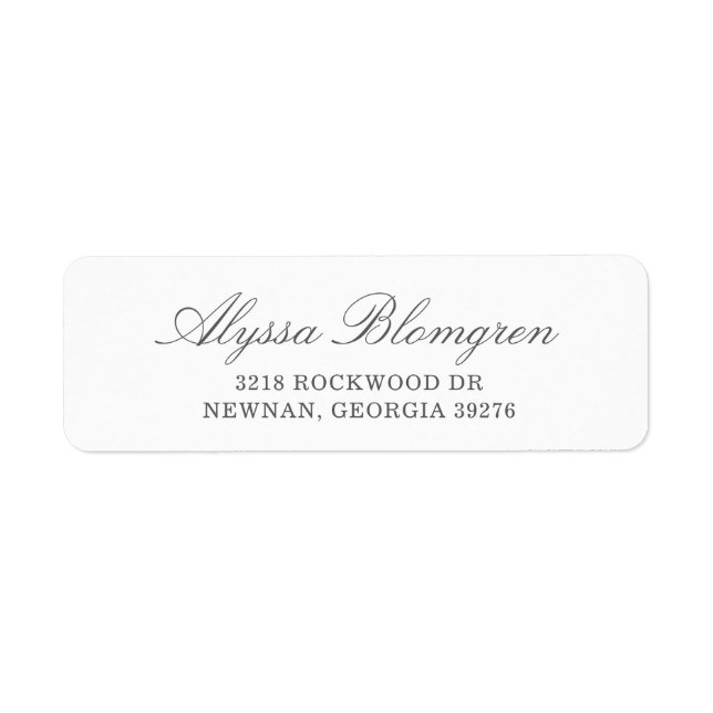 Simple Gray Elegant Return Address Label (Front)