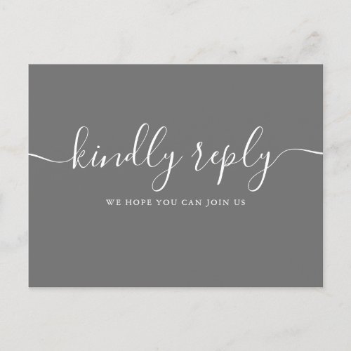 Simple Gray Elegant Signature Script RSVP Invitation Postcard