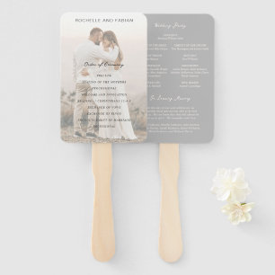 Simple Gray Elegant Wedding Program Hand Fan