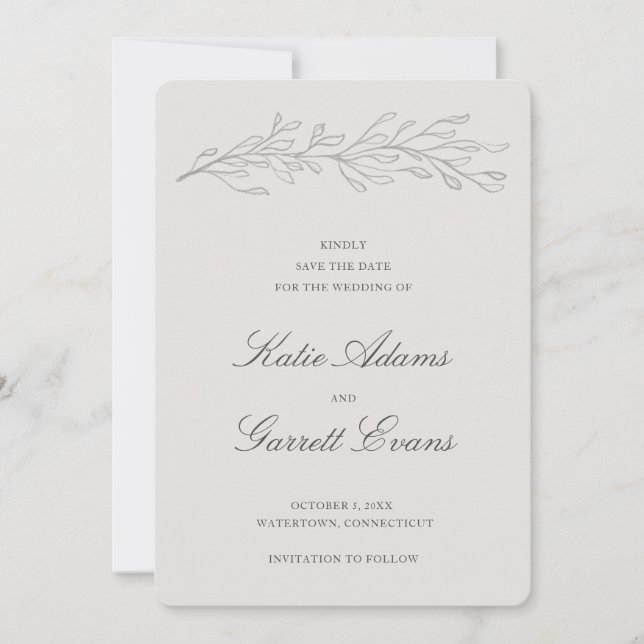 Simple Gray Elegant Wedding Save The Date (Front)