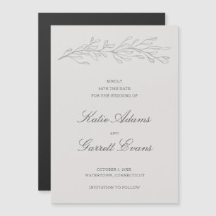 Simple Gray Elegant Wedding Save the Date Magnetic Invitation