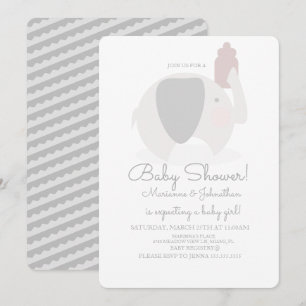 Simple Gray Elephant Safari Baby Shower Invitation