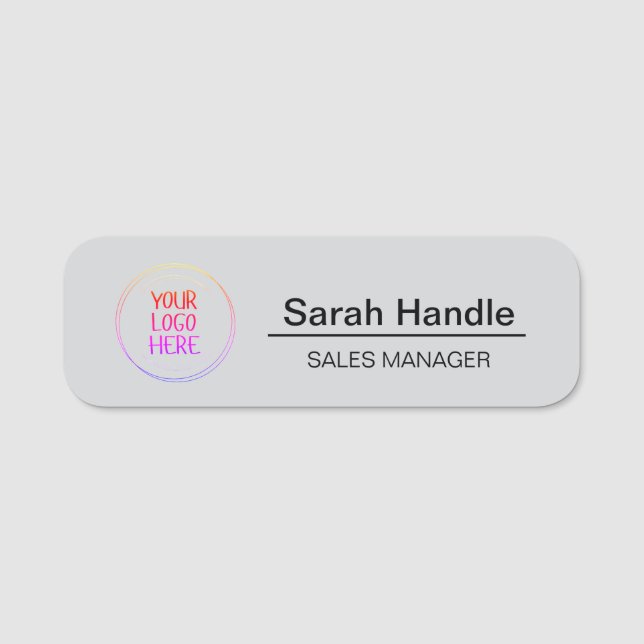 Simple Gray Employee Name Tag (Front)