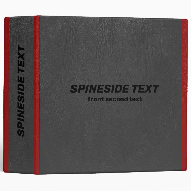 Simple Gray  Faux Leather Look Red Accents Binder (Front/Spine)