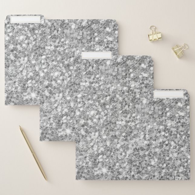 Simple Gray Glitter File Folder (Set)