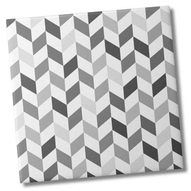 Simple Gray Herringbone Pattern Ceramic Tile (Fun Simple Classic Gray White Herringbone Pattern Ceramic Tile)