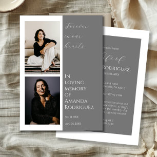 Simple Gray In Loving Memory Funeral Photo Invitation