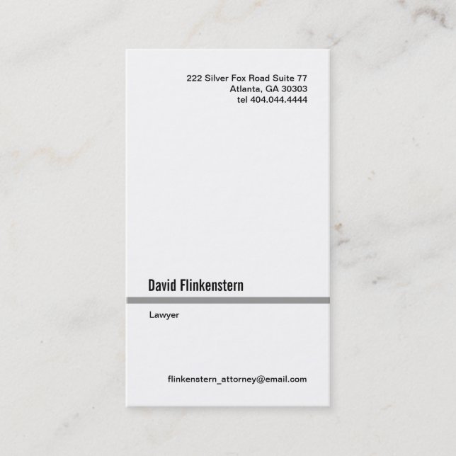 Simple Gray Line Vertical Business Card (Front)