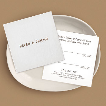 Simple Gray Linen Customer Referral by sm_business_cards at Zazzle