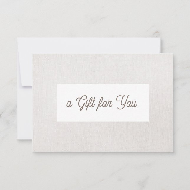 Simple Gray Linen (image) Gift Certificate (Front)